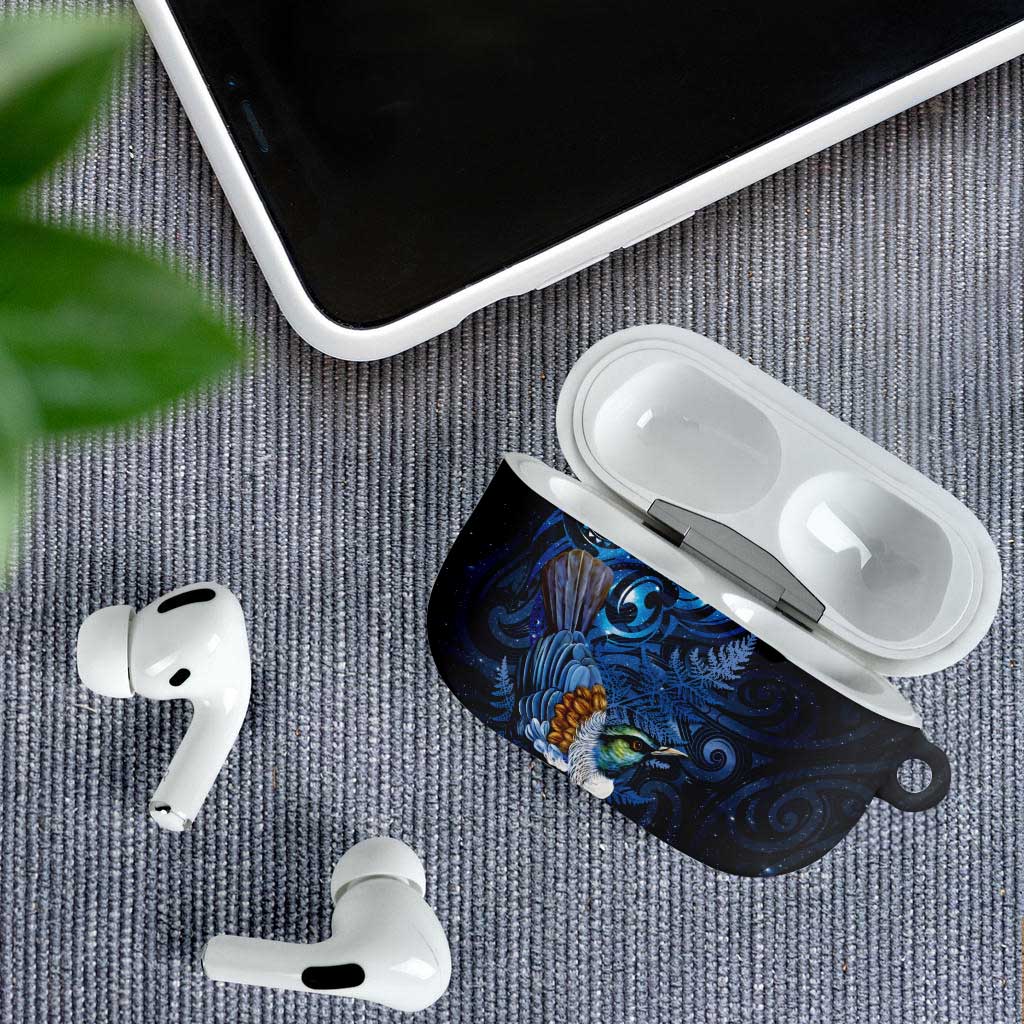 Aotearoa Matariki AirPods Case Maori Tribal with Silver Fern and Tui Bird Galaxy Style - Aussie Hoodie