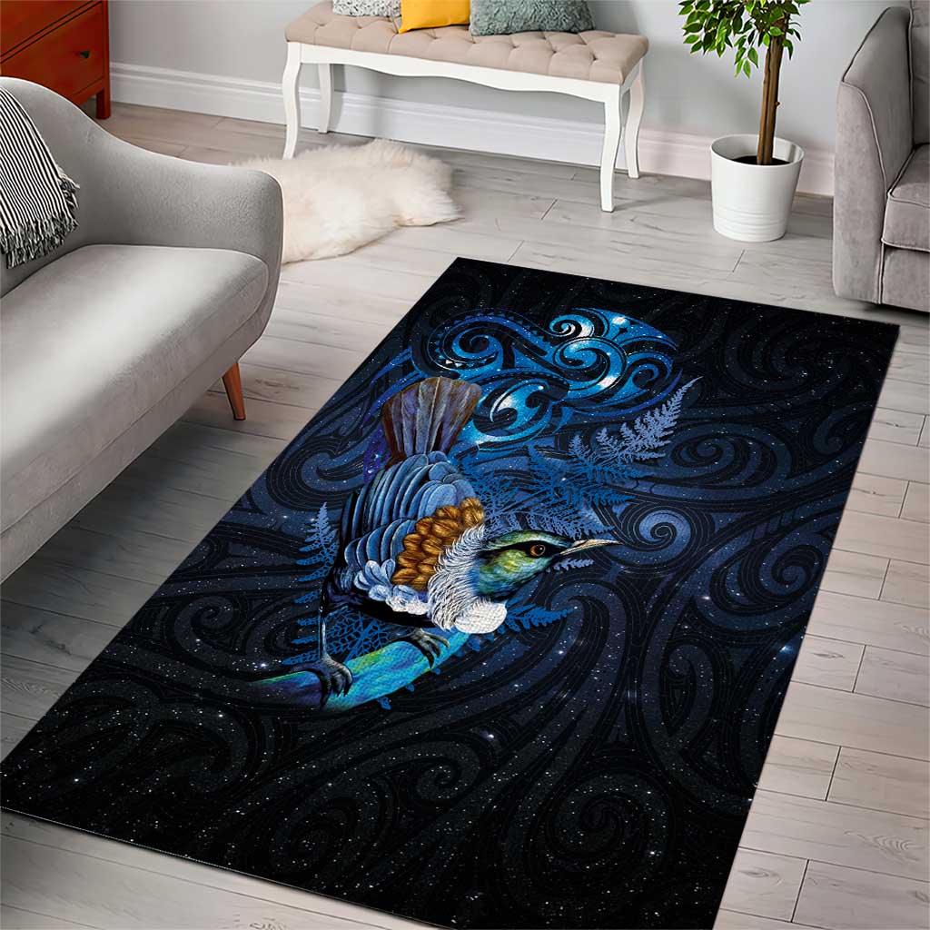 Aotearoa Matariki Area Rug Maori Tribal with Silver Fern and Tui Bird Galaxy Style - Aussie Hoodie