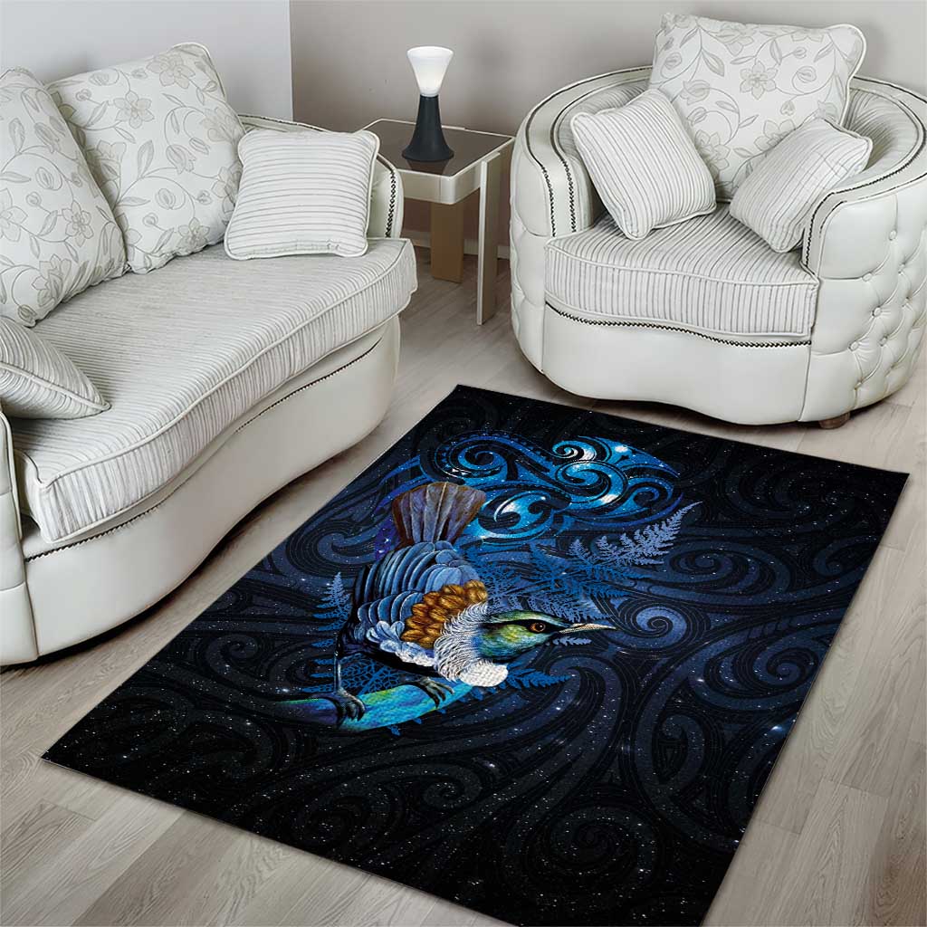 Aotearoa Matariki Area Rug Maori Tribal with Silver Fern and Tui Bird Galaxy Style - Aussie Hoodie