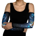 Aotearoa Matariki Arm Sleeves Maori Tribal with Silver Fern and Tui Bird Galaxy Style - Aussie Hoodie