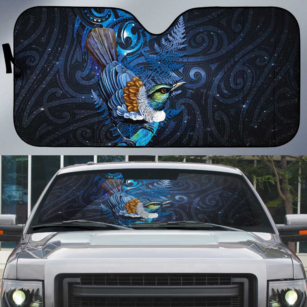 Aotearoa Matariki Auto Sun Shade Maori Tribal with Silver Fern and Tui Bird Galaxy Style - Aussie Hoodie