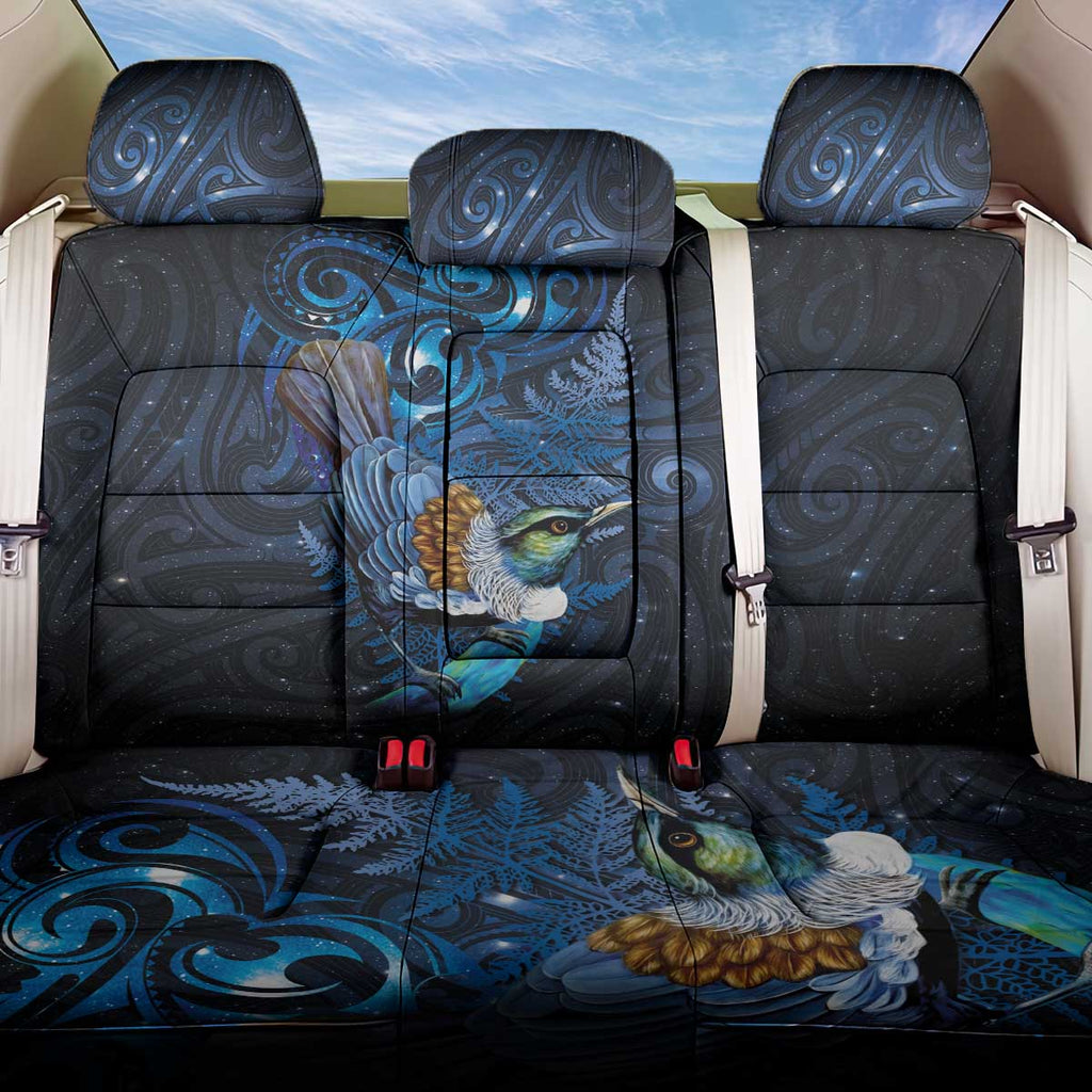 Aotearoa Matariki Back Car Seat Cover Maori Tribal with Silver Fern and Tui Bird Galaxy Style - Aussie Hoodie