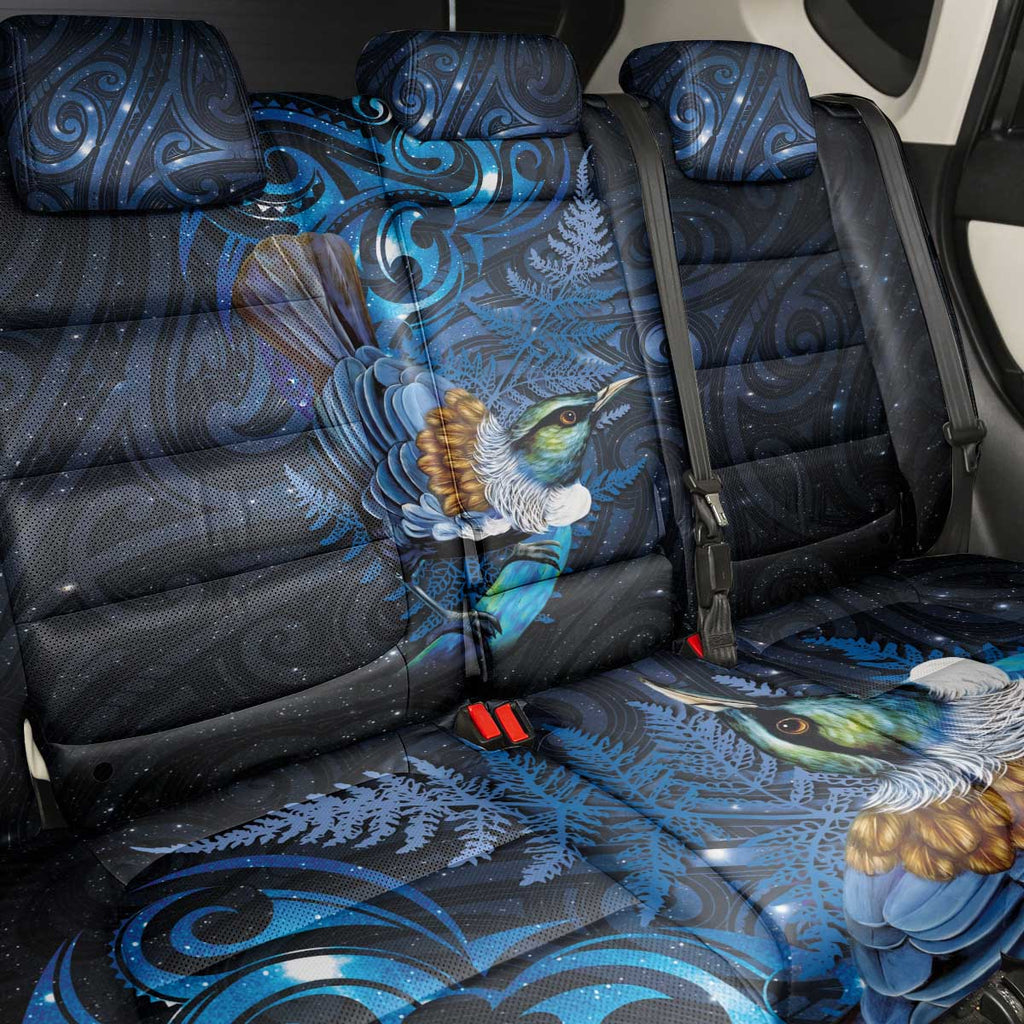 Aotearoa Matariki Back Car Seat Cover Maori Tribal with Silver Fern and Tui Bird Galaxy Style - Aussie Hoodie
