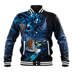 Aotearoa Matariki Baseball Jacket Maori Tribal with Silver Fern and Tui Bird Galaxy Style - Aussie Hoodie