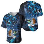 Aotearoa Matariki Baseball Jersey Maori Tribal with Silver Fern and Tui Bird Galaxy Style - Aussie Hoodie