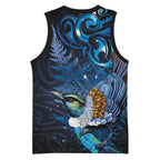 Aotearoa Matariki Basketball Jersey Maori Tribal with Silver Fern and Tui Bird Galaxy Style - Aussie Hoodie