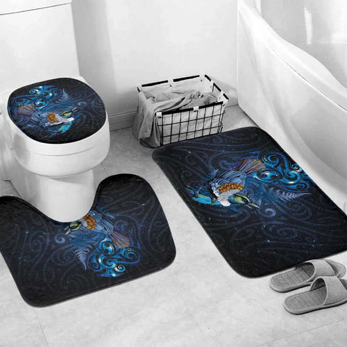 Aotearoa Matariki Bathroom Set Maori Tribal with Silver Fern and Tui Bird Galaxy Style - Aussie Hoodie