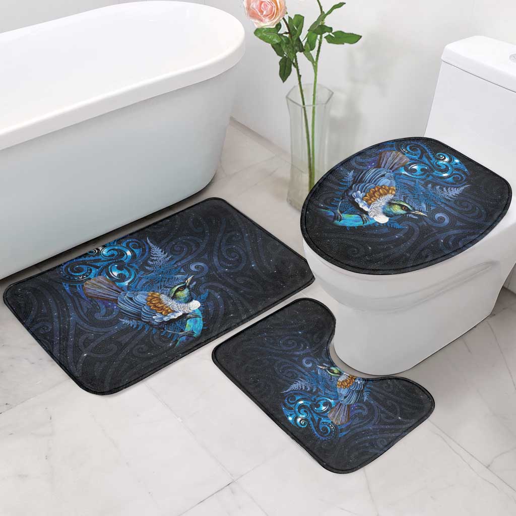 Aotearoa Matariki Bathroom Set Maori Tribal with Silver Fern and Tui Bird Galaxy Style - Aussie Hoodie