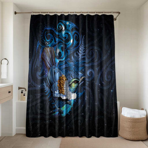 Aotearoa Matariki Bathroom Set Maori Tribal with Silver Fern and Tui Bird Galaxy Style - Aussie Hoodie