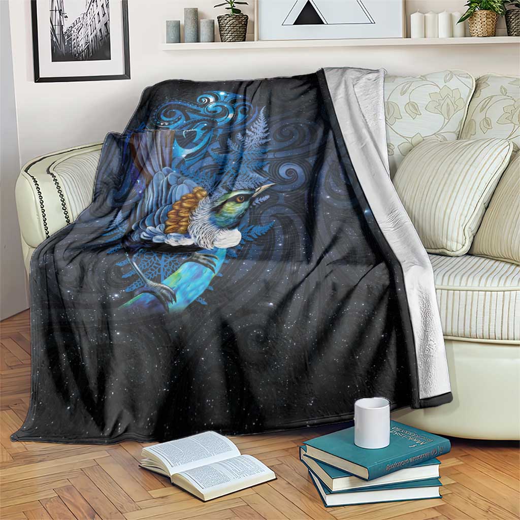 Aotearoa Matariki Blanket Maori Tribal with Silver Fern and Tui Bird Galaxy Style - Aussie Hoodie