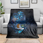 Aotearoa Matariki Blanket Maori Tribal with Silver Fern and Tui Bird Galaxy Style - Aussie Hoodie