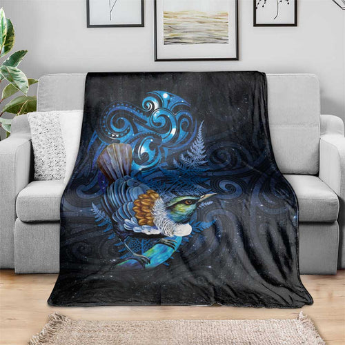 Aotearoa Matariki Blanket Maori Tribal with Silver Fern and Tui Bird Galaxy Style - Aussie Hoodie
