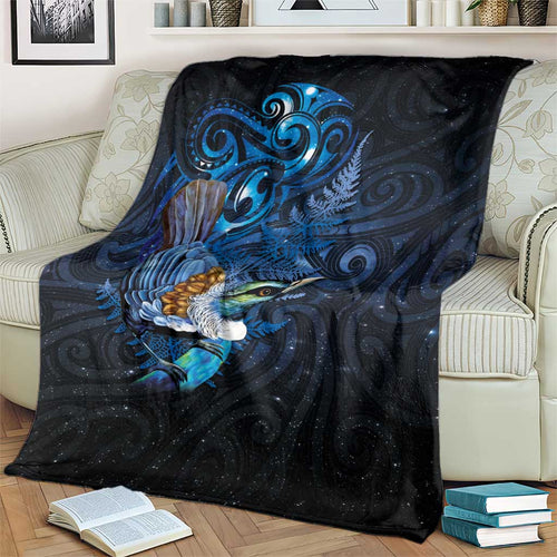 Aotearoa Matariki Blanket Maori Tribal with Silver Fern and Tui Bird Galaxy Style - Aussie Hoodie