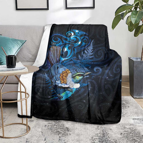 Aotearoa Matariki Blanket Maori Tribal with Silver Fern and Tui Bird Galaxy Style - Aussie Hoodie