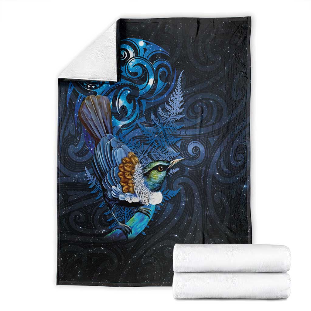 Aotearoa Matariki Blanket Maori Tribal with Silver Fern and Tui Bird Galaxy Style - Aussie Hoodie