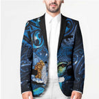 Aotearoa Matariki Blazer Maori Tribal with Silver Fern and Tui Bird Galaxy Style - Aussie Hoodie