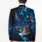 Aotearoa Matariki Blazer Maori Tribal with Silver Fern and Tui Bird Galaxy Style - Aussie Hoodie