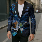 Aotearoa Matariki Blazer Maori Tribal with Silver Fern and Tui Bird Galaxy Style - Aussie Hoodie