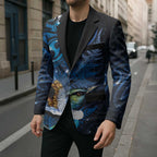 Aotearoa Matariki Blazer Maori Tribal with Silver Fern and Tui Bird Galaxy Style - Aussie Hoodie