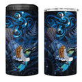 Aotearoa Matariki 4 in 1 Can Cooler Tumbler Maori Tribal with Silver Fern and Tui Bird Galaxy Style - Aussie Hoodie