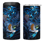 Aotearoa Matariki 4 in 1 Can Cooler Tumbler Maori Tribal with Silver Fern and Tui Bird Galaxy Style - Aussie Hoodie