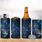 Aotearoa Matariki 4 in 1 Can Cooler Tumbler Maori Tribal with Silver Fern and Tui Bird Galaxy Style - Aussie Hoodie