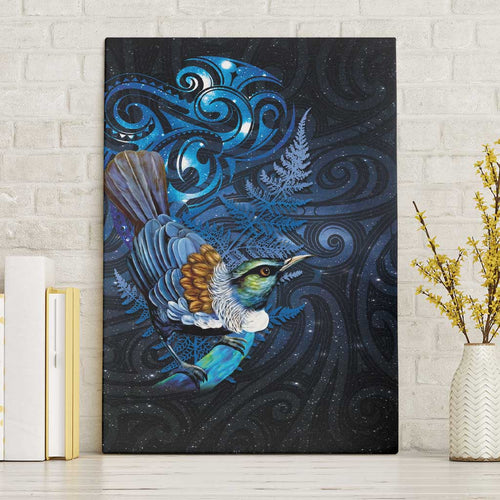 Aotearoa Matariki Canvas Wall Art Maori Tribal with Silver Fern and Tui Bird Galaxy Style - Aussie Hoodie