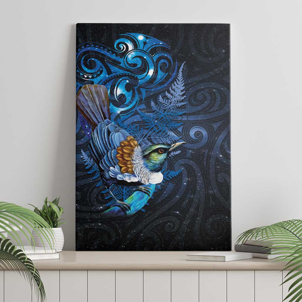 Aotearoa Matariki Canvas Wall Art Maori Tribal with Silver Fern and Tui Bird Galaxy Style - Aussie Hoodie