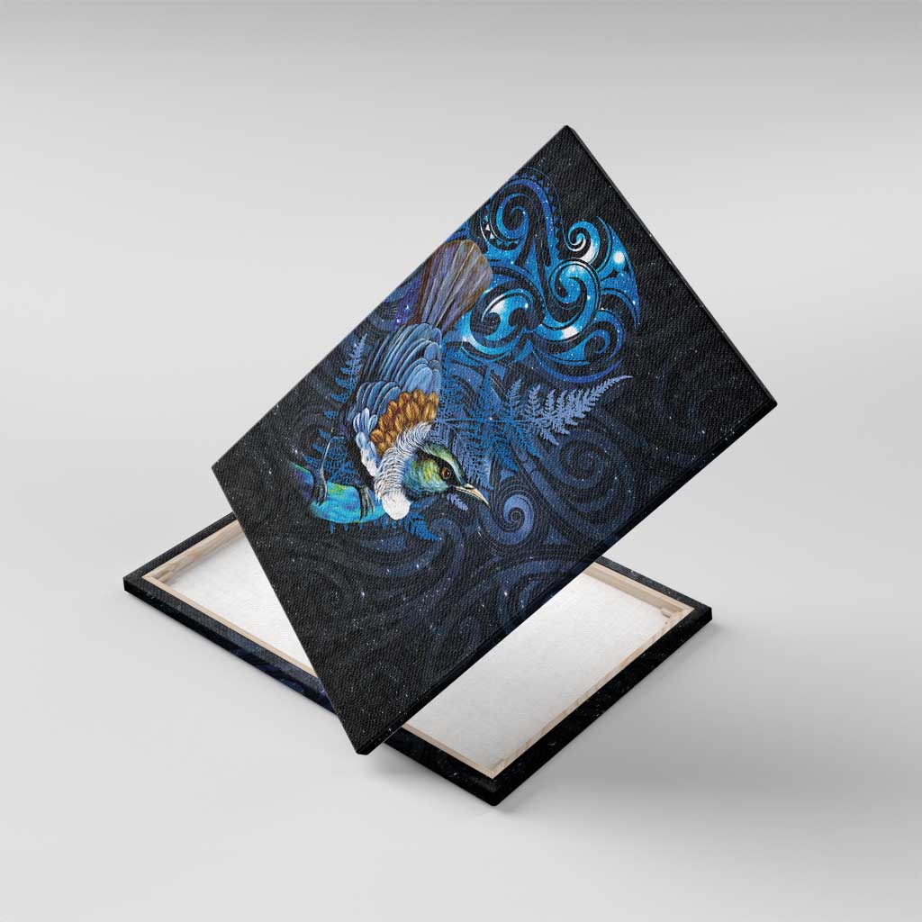 Aotearoa Matariki Canvas Wall Art Maori Tribal with Silver Fern and Tui Bird Galaxy Style - Aussie Hoodie
