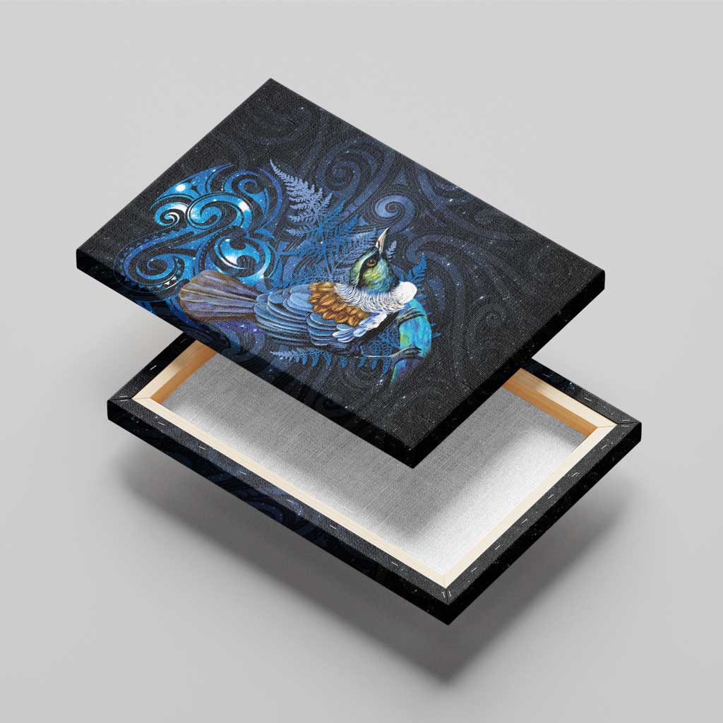 Aotearoa Matariki Canvas Wall Art Maori Tribal with Silver Fern and Tui Bird Galaxy Style - Aussie Hoodie