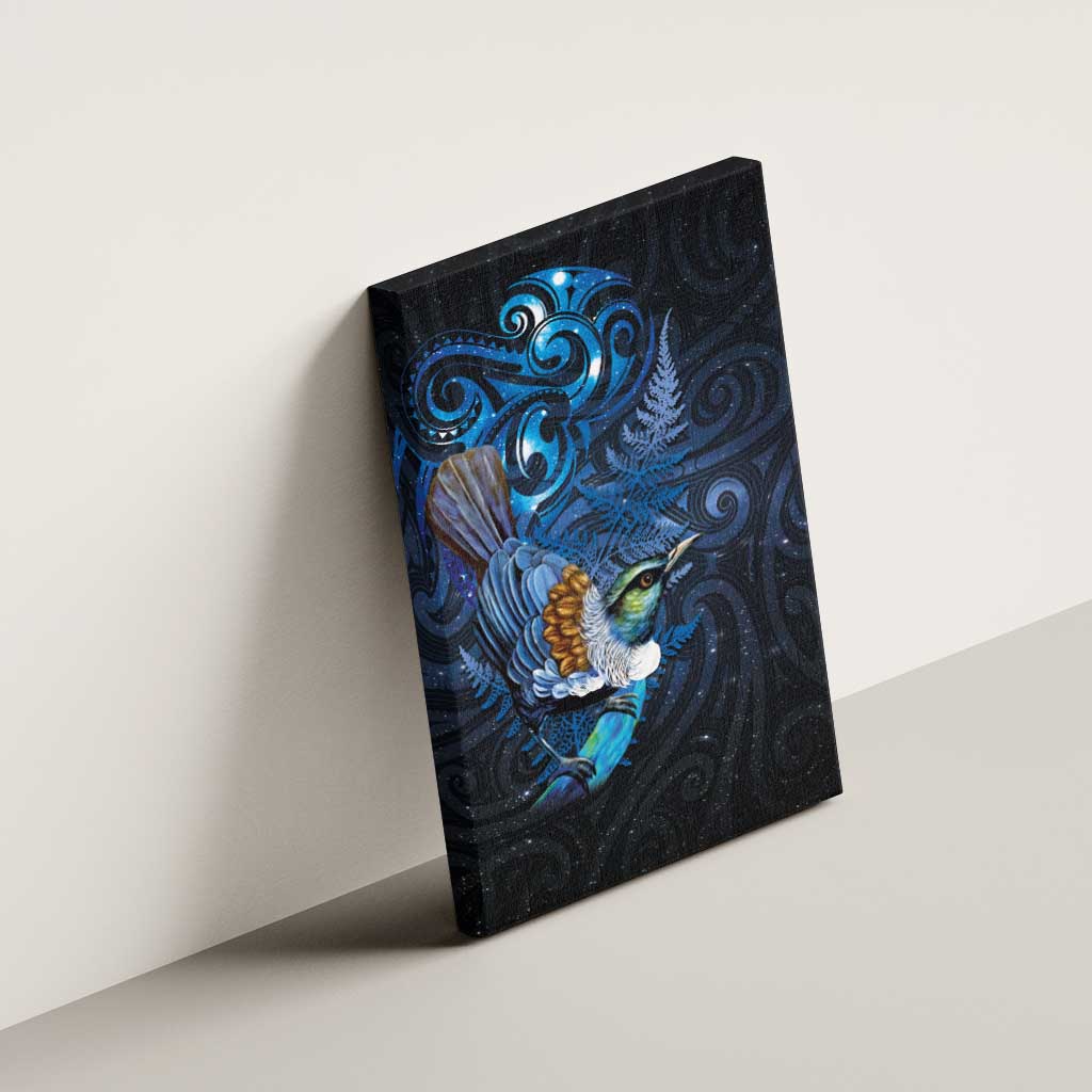 Aotearoa Matariki Canvas Wall Art Maori Tribal with Silver Fern and Tui Bird Galaxy Style - Aussie Hoodie