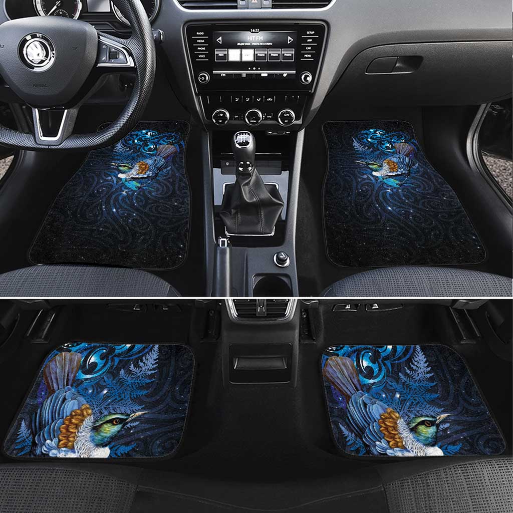 Aotearoa Matariki Car Mats Maori Tribal with Silver Fern and Tui Bird Galaxy Style - Aussie Hoodie