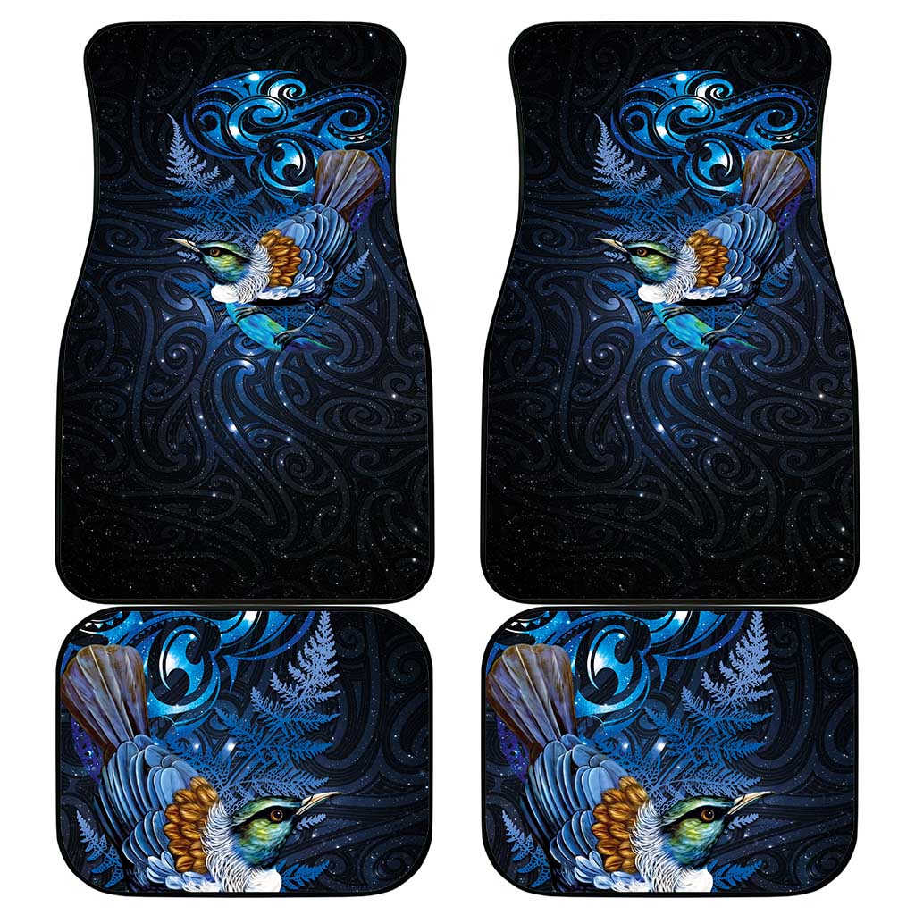 Aotearoa Matariki Car Mats Maori Tribal with Silver Fern and Tui Bird Galaxy Style - Aussie Hoodie