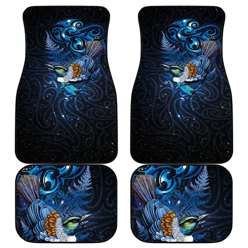 Aotearoa Matariki Car Mats Maori Tribal with Silver Fern and Tui Bird Galaxy Style - Aussie Hoodie
