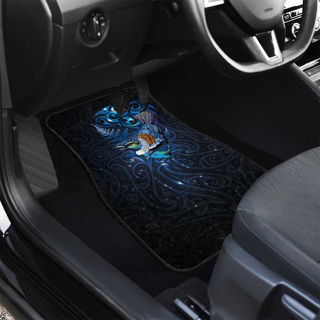Aotearoa Matariki Car Mats Maori Tribal with Silver Fern and Tui Bird Galaxy Style - Aussie Hoodie
