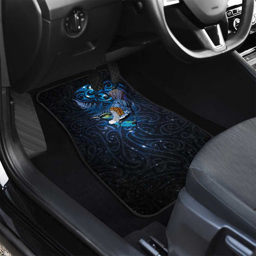 Aotearoa Matariki Car Mats Maori Tribal with Silver Fern and Tui Bird Galaxy Style - Aussie Hoodie