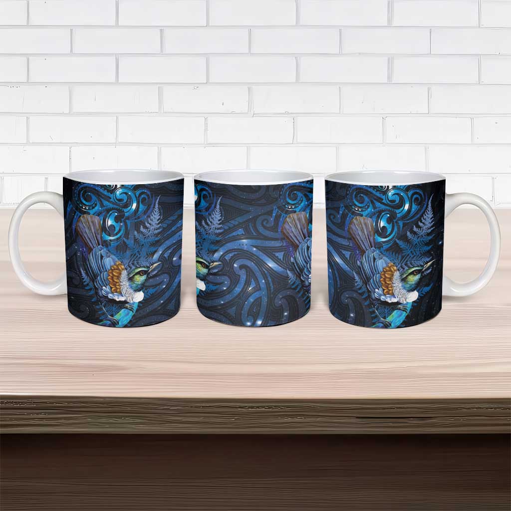 Aotearoa Matariki Ceramic Mug Maori Tribal with Silver Fern and Tui Bird Galaxy Style - Aussie Hoodie