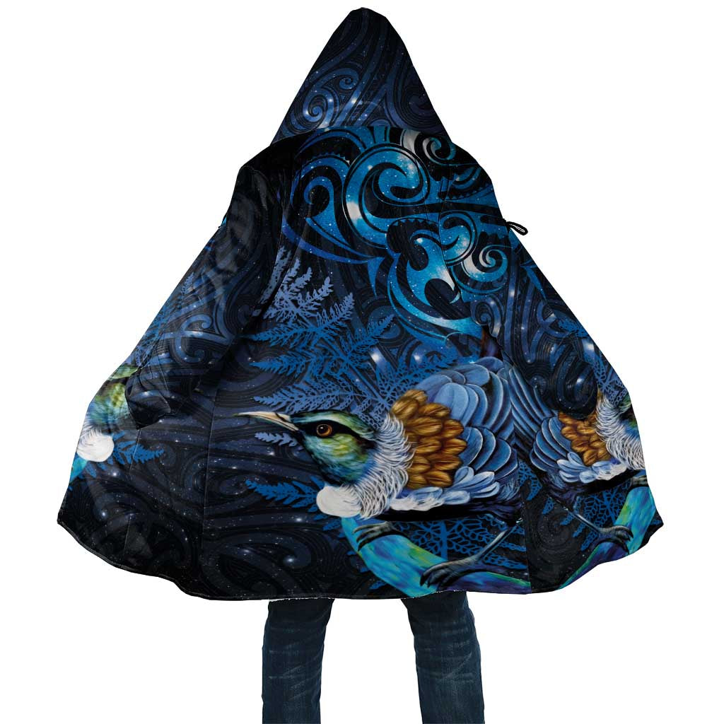 Aotearoa Matariki Cloak Maori Tribal with Silver Fern and Tui Bird Galaxy Style - Aussie Hoodie