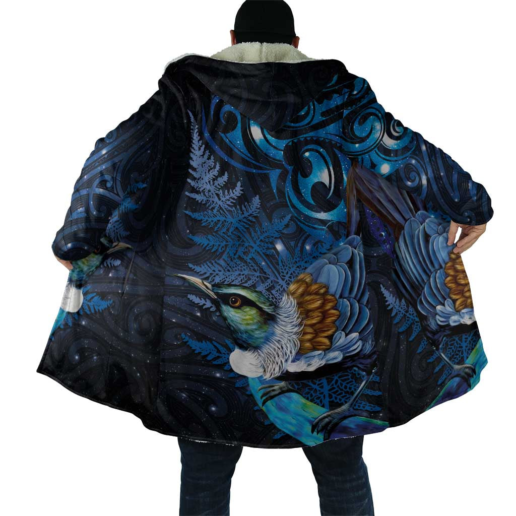 Aotearoa Matariki Cloak Maori Tribal with Silver Fern and Tui Bird Galaxy Style - Aussie Hoodie