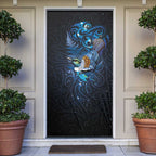 Aotearoa Matariki Door Cover Maori Tribal with Silver Fern and Tui Bird Galaxy Style - Aussie Hoodie
