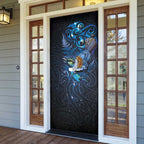 Aotearoa Matariki Door Cover Maori Tribal with Silver Fern and Tui Bird Galaxy Style - Aussie Hoodie
