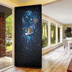 Aotearoa Matariki Door Cover Maori Tribal with Silver Fern and Tui Bird Galaxy Style - Aussie Hoodie