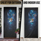 Aotearoa Matariki Door Cover Maori Tribal with Silver Fern and Tui Bird Galaxy Style - Aussie Hoodie