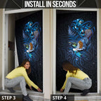 Aotearoa Matariki Door Cover Maori Tribal with Silver Fern and Tui Bird Galaxy Style - Aussie Hoodie