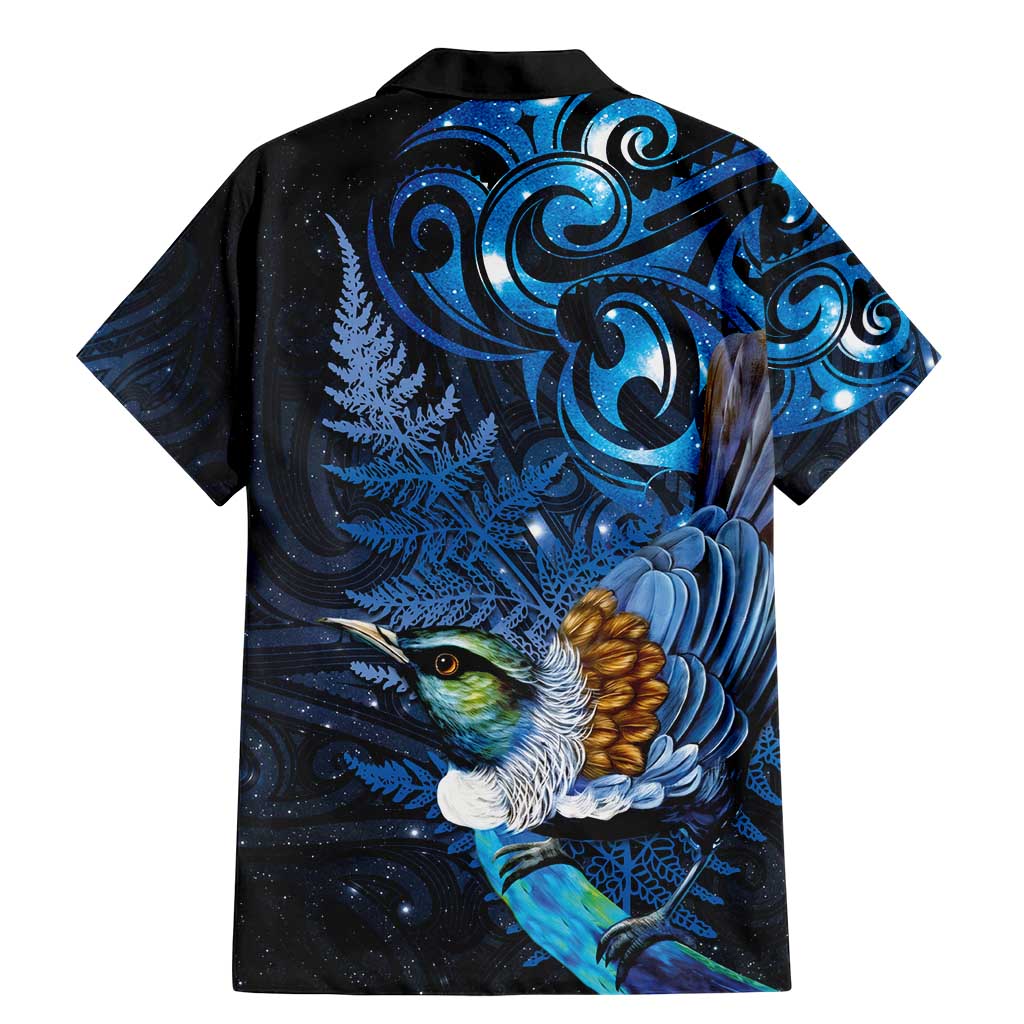 Aotearoa Matariki Family Matching Mermaid Dress and Hawaiian Shirt Maori Tribal with Silver Fern and Tui Bird Galaxy Style - Aussie Hoodie
