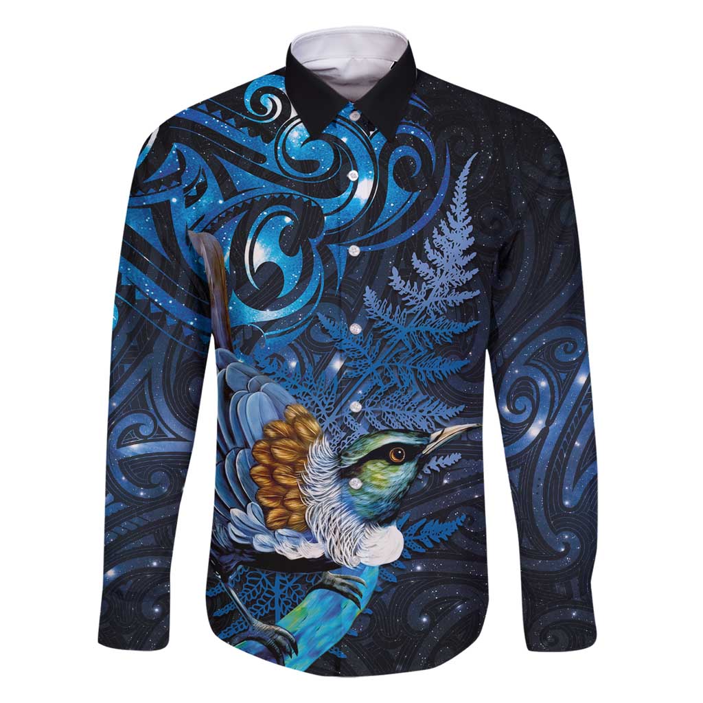 Aotearoa Matariki Family Matching Mermaid Dress and Hawaiian Shirt Maori Tribal with Silver Fern and Tui Bird Galaxy Style - Aussie Hoodie