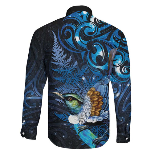 Aotearoa Matariki Family Matching Mermaid Dress and Hawaiian Shirt Maori Tribal with Silver Fern and Tui Bird Galaxy Style - Aussie Hoodie