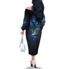 Aotearoa Matariki Family Matching Off The Shoulder Long Sleeve Dress and Hawaiian Shirt Maori Tribal with Silver Fern and Tui Bird Galaxy Style - Aussie Hoodie