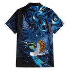 Aotearoa Matariki Family Matching Puletasi and Hawaiian Shirt Maori Tribal with Silver Fern and Tui Bird Galaxy Style - Aussie Hoodie