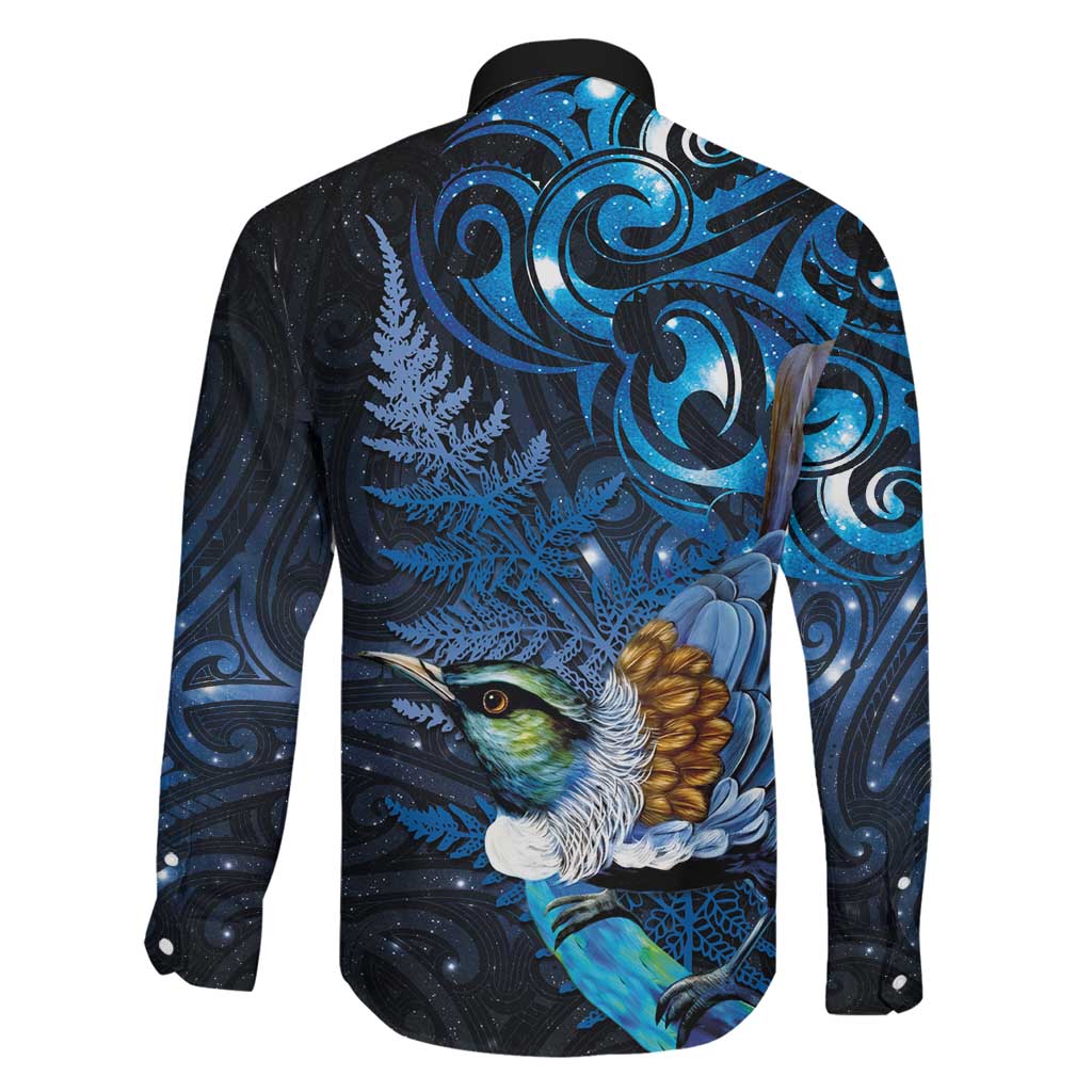 Aotearoa Matariki Family Matching Puletasi and Hawaiian Shirt Maori Tribal with Silver Fern and Tui Bird Galaxy Style - Aussie Hoodie